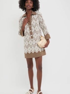 NWT Tuckernut Mocha Mousse Lace Collier Dress - XS